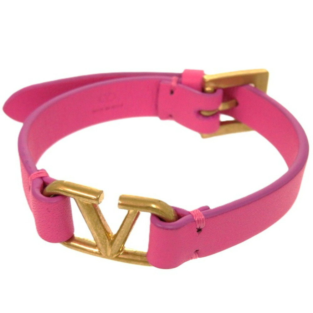 VALENTINO GARAVANI Pink Leather Charm Bracelet